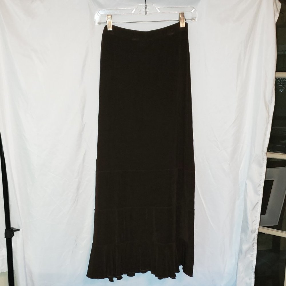 Ladies JOSTAR Tiered Slinky Skirt in Black - XL